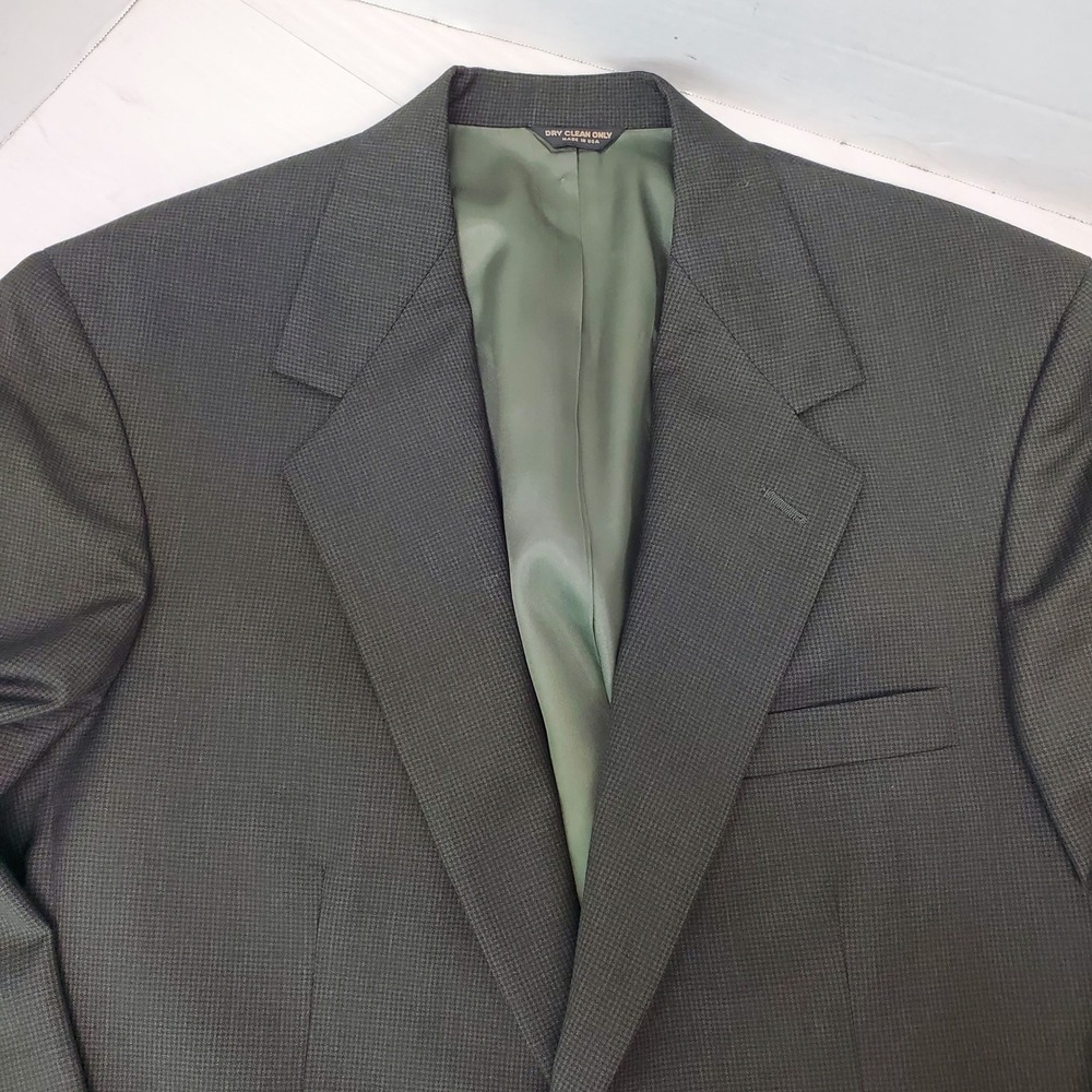 Bill Blass Premier Collection Mens Olive Green 100% Wool Blazer Made in USA 42R